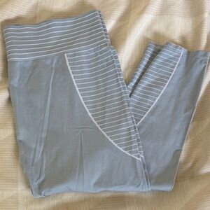 Missguided Light Blue High-Waist Leggings with Striped Panels